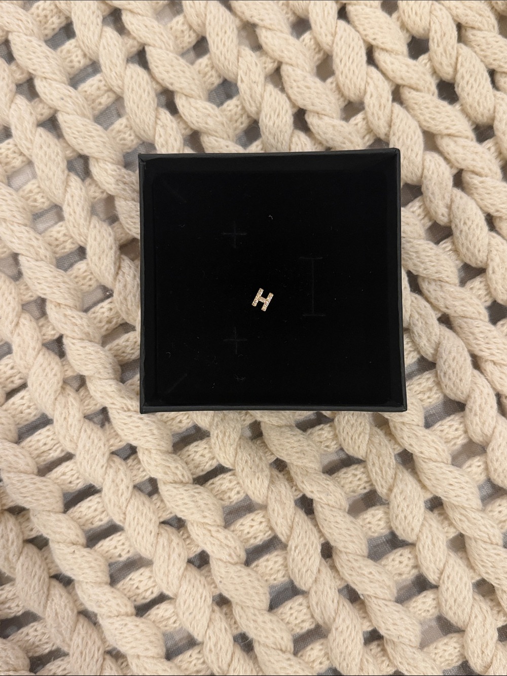 Gold 'H' Initial Stud Earring
